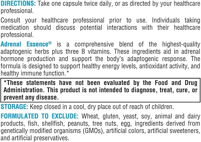 XYMOGEN Adrenal Essence - Adrenal Support Supplement for Healthy Energy Levels &amp Immune Function* - Non-GMO Gluten-Free Dairy Free - 60 Capsules