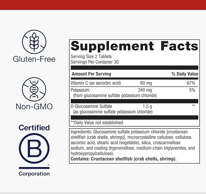 Metagenics Glucosamine Sulfate - Joint Health &amp Mobility Support* - 1500 mg Glucosamine Sulfate per Serving - Supports Cartilage Integrity &amp Flexibility* - Non‑GMO Gluten‑Free - 60 Tablets
