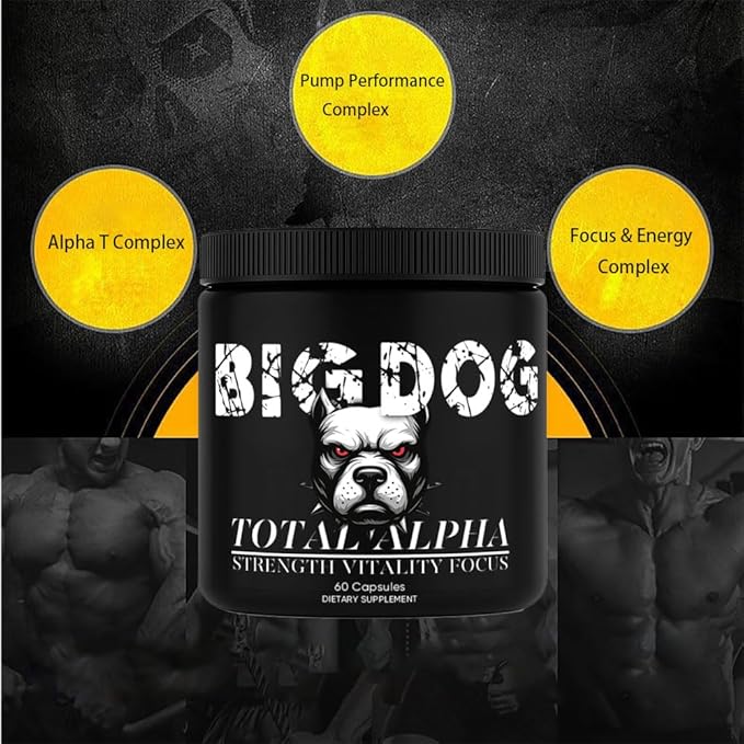 Big Dog 3-in-1 Total Alpha Blend for Men Non-GMO - Natural Energy &amp Endurance Support 60 Count (1)
