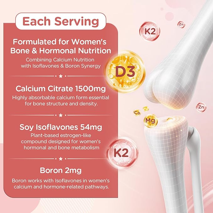Calcium Gummies for Women – 1500mg Calcium Citrate with Vitamin D3 K2 Magnesium Zinc Boron &amp Soy Isoflavones – Calcium Supplement Vegan Zero Sugar Mixed Fruit Flavors 360 Count