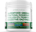 Optimal Human Superfood Greens Powder – 90+ Ingredient Blend with Lion’s Mane Supplement Ashwagandha &amp Turmeric – Non-GMO Soy-Free Mushroom Supplements for Women - 6.28 oz