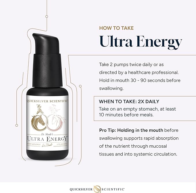 Quicksilver Scientific Dr. Shade's Ultra Energy - Liposomal Adaptogenic Adrenal Cognitive Support Supplement with Rhodiola Reishi Ashwagandha for Women + Men (1.7 fl oz / 50ml)