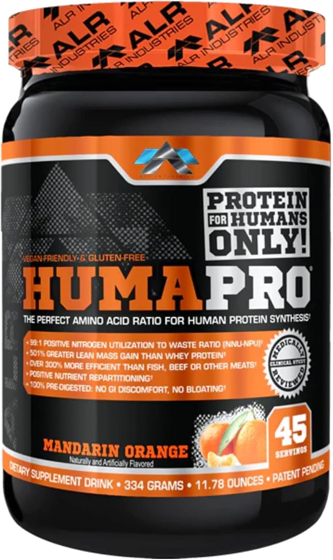 ALR Industries HumaPro Essential Amino Acid Formula | EAA Protein Supplement | Supports Muscle Recovery &amp Performance | Vegan Gluten Free | | 45 Servings (Mandarin Orange)