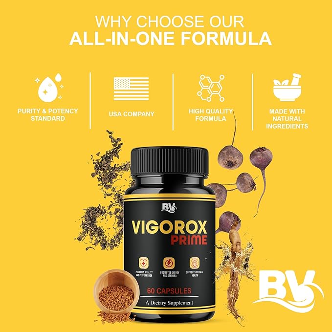 BLUE VIBE Vigorox Prime Maximum Strength Daily Overall Health Management Support Supplement Formula VigoroxPrime Premium Energy and Overall Support Supplement Pills (2 Pack - 120 Capsules)