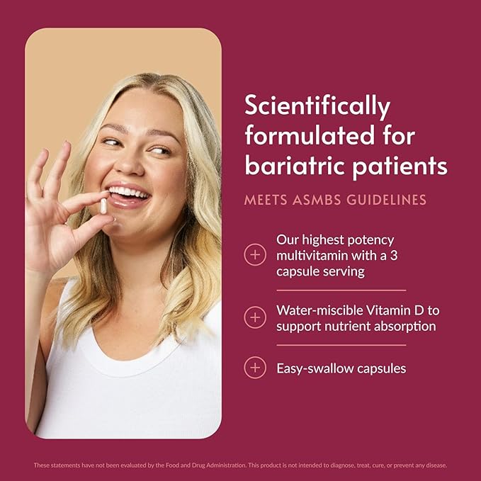 Bariatric Advantage Ultra Multivitamin with Iron - Ultra Multi with Iron - Capsule Format Multivitamin - Provides Full Complex of B Vitamins - with Vitamin C Chromium &amp More - 270 Capsules