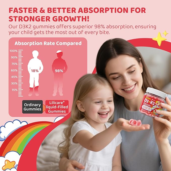 LILICARE Bundle Vegan Omega 3 Supplement Gummies + Kids Vitamin D3 K2 Filled Gummies