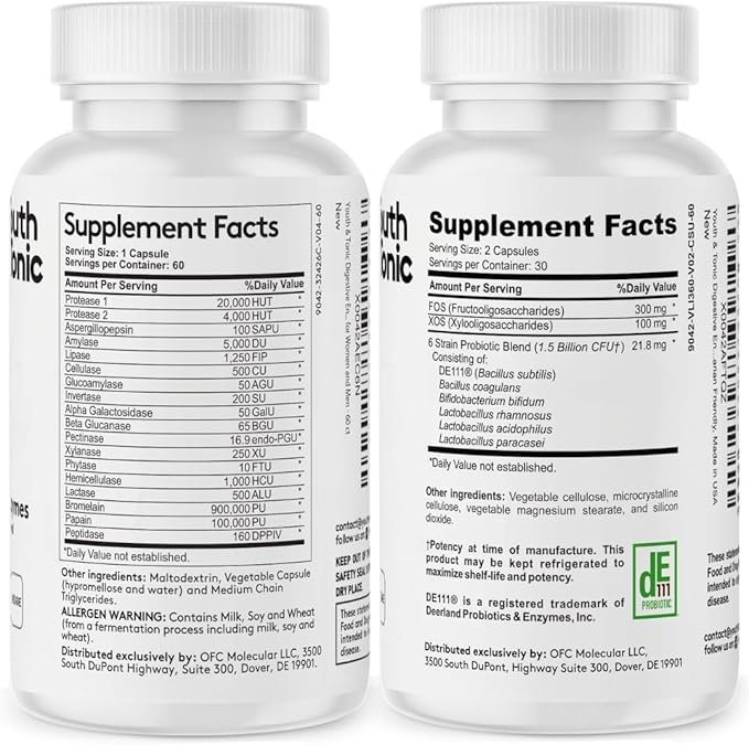 Youth &amp Tonic Bloating Relief with Pre and Probiotics for Water Retention Occasional Constipation or Food Digestion with Water Pills and Digestive Enzymes Bundle Pack