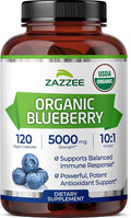 Zazzee USDA Organic Blueberry 10:1 Extract 120 Vegan Capsules 4 Month Supply Whole Fruit Vaccinium Angustifolium Antioxidant &amp Cellular Health Support Herbal Supplement Non-GMO Made in the