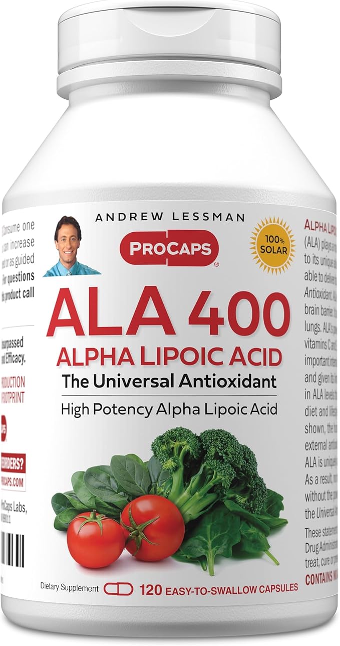 ANDREW LESSMAN Alpha Lipoic Acid ALA 400mg - 120 Capsules - The Universal Anti-Oxidant Ultra-High Potency No Additives