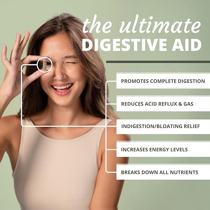 Optimal Health Systems Digest-A-Meal | Gut Health Enzyme &amp Probiotic | Bloating Acid Reflux &amp Indigestion Relief + Aloe Vera Leaf | Digestion Supplement | 270 Capsules Family Size