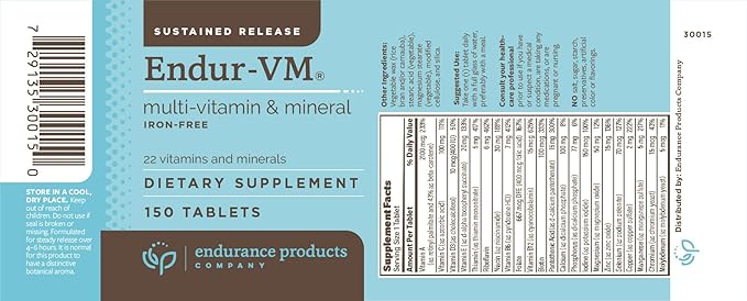 ENDUR-VM - Multivitamin Vitamin A C D E B12 &amp Zinc (Without Iron) SR (Sustained Release) 22 Essential Nutrients to Support Overall Wellness for Men &amp Postmenopausal Women - 150 Tablets