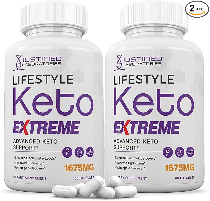 (2 Pack) Lifestyle Extreme Keto Pills 1675MG New &amp Improved Formula Contains Apple Cider Vinegar Extra Virgin Olive Oil Powder Green Tea Leaf 120 Capsules