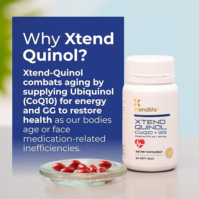 Xtendlife Xtend-Quinol CoQ10 Ubiquinol Supplement for Heart Health Cellular Energy and Healthy Aging - with 100mg Ubiquinol and 50mg GG (Geranylgeraniol)-4 Month Supply (Pack of 2)