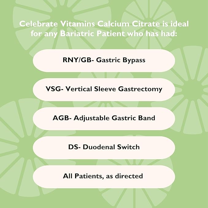 Celebrate Vitamins Bariatric 500mg Calcium Citrate Soft Chews with 500 IU Vitamin D3 – Essential for Gastric Bypass Patients &amp Bone Health - Sugar &amp Gluten Free Strawberry Banana (270 Chews)
