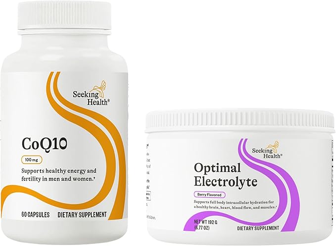 CoQ10 &amp Optimal Electrolyte: Heart &amp Energy Support + Electrolyte Powder for Hydration &amp Digestion Berry (60/30 Servings)