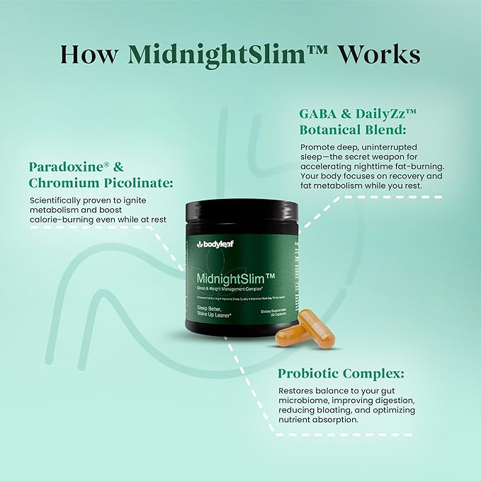 MidnightSlim™ | Advanced Nighttime Weight Management | Maximum Strength Metabolism Support Digestive Health Peaceful Sleep | Premium Probiotic Complex | 30 Capsules