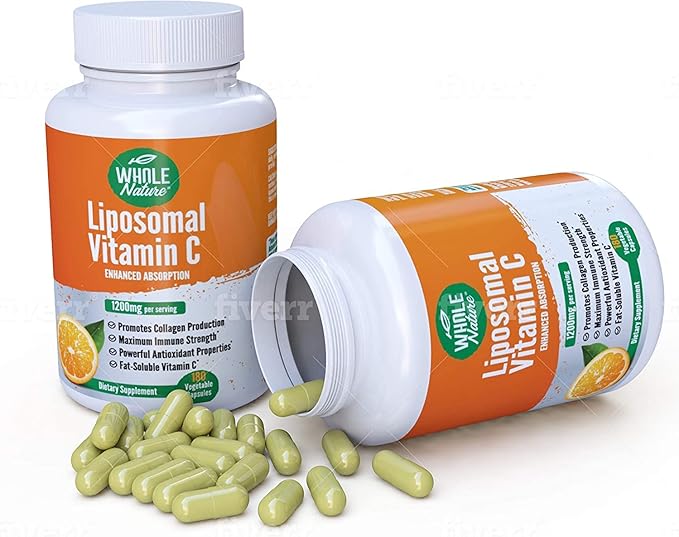 Liposomal Vitamin C Supplement Pills 1200 mg - High Absorption 180 Vegan Capsules Fat Soluble Vit C Maximum Strength Immunity Support &amp Collagen Booster Sunflower Lecithin  lypo spheric (2)