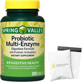 Spring Valley Probiotic Multi Enzyme- Digestive Formula 200ct Tablets with acidophilus for Gut Health (Pack of 1) Set by Basket Goods