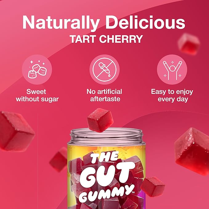 GG360 - Gut Health for Women &amp Men Pre Post Probiotics Gummies for Digestive Health Constipation Tribiotics for Bloating Immune Support Skin &amp Belly Fat Tart Cherry – 60 Count
