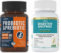 Total Gut Health Boost Bundle: Digestive Enzymes + 100 Billion Probiotics for Men &amp Women – Bloating Digestive Relief &amp Immune Support