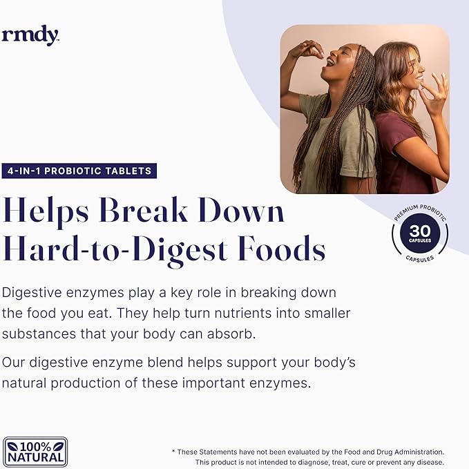 rmdy Constipation Bloating &amp Gas Relief | Relief from Diarrhea &amp IBS | Probiotic for Digestive Health &amp Gut | 30 Capsules