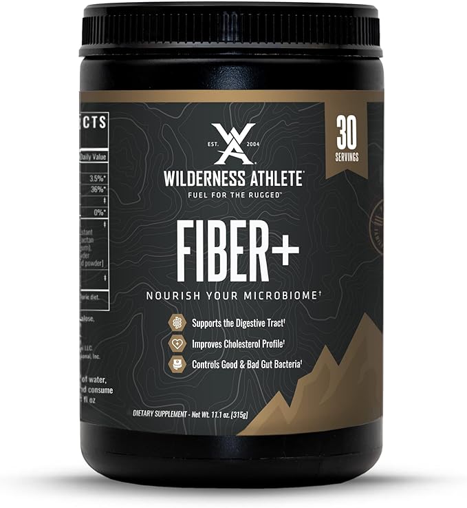 Wilderness Athlete Fiber+ | Soluble &amp Insoluble Fiber Supplement for Women &amp Men - Prebiotic Fiber Powder for Digestive Support - Daily Drink Mix - Dietary Powder Unflavored