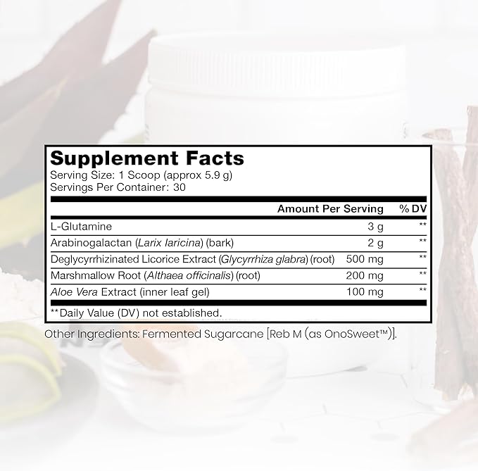 Pure Therapro Rx Leaky Gut Defense - Gut Health Supplement with L-Glutamine Licorice Root Extract Marshmallow Root Aloe Leaf Larch Arabinogalactan - Made in USA - 30 Servings Powder
