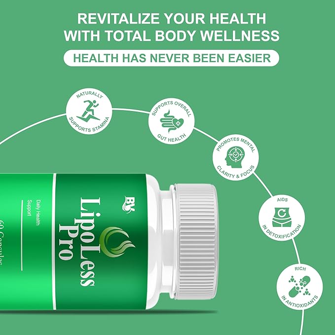 BLUE VIBE Lipoless Pro Capsules Lipoless Advanced Maximum Strength Overall Health &amp Wellness Support Supplement Lipoless Premium All Natural Daily Health Support Formula (1 Pack - 60 Capsules)