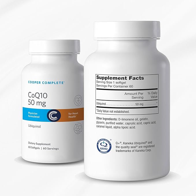 Cooper Complete - CoQ10 50 mg - CoEnzyme10 Ubiquinol Supplement - 60 Softgels per Bottle. Pack of 2