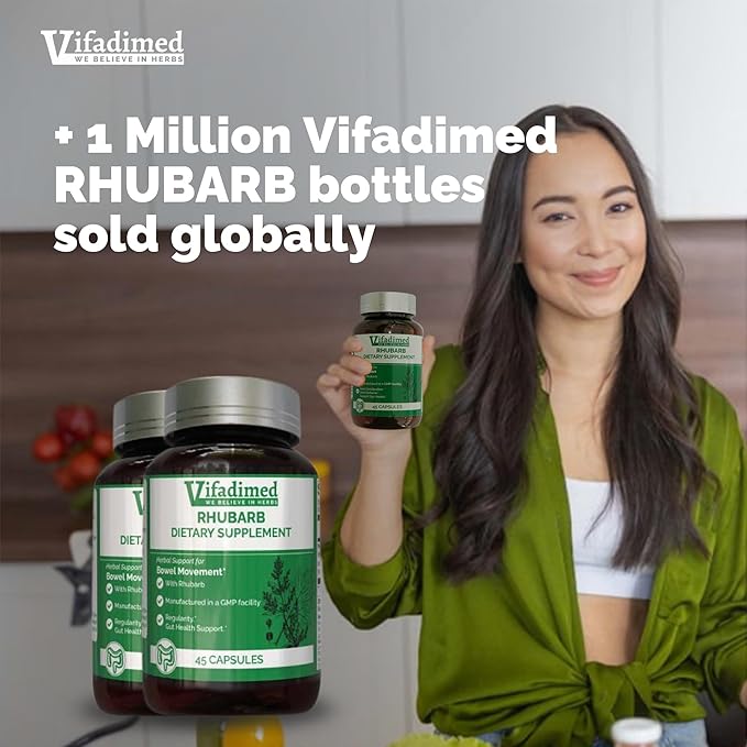 RhubarbGut Motility Activator for Bowel Movement and RegularityConstipation ReliefBloating &amp Gas ReliefMucus Production AssistLining &amp Microbiome Support90 Capsules