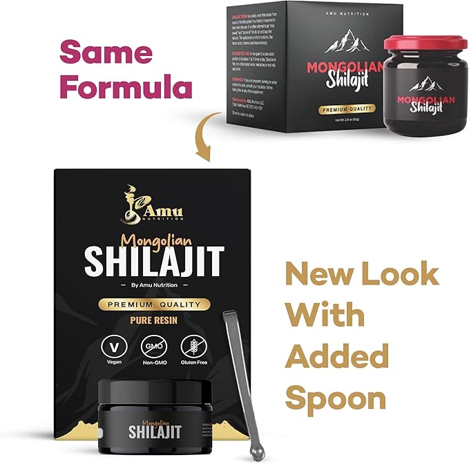 AMU NUTRITION Pure Organic Mongolian Shilajit Resin - Himalayan Shilajit Supplement for Men and Women 100% Pure Natural and Black Shilajit Resin - Natural Source of Fulvic Acid (50 Gram)