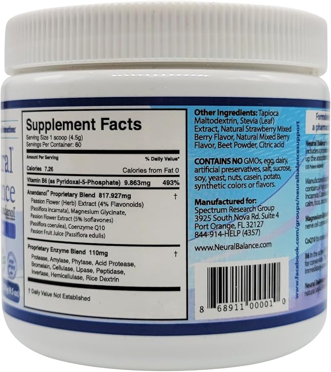 NEURAL BALANCE Anandanol with Proprietary Digestive Enzyme Blend (Powder 2 Pack)