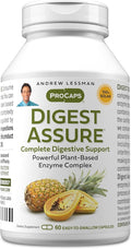 ANDREW LESSMAN Digest Assure 60 Capsules - Comprehensive Blend of Powerful Natural Enzymes to Support and Enhance Digestive Health Vegetarian-Sourced Enzymes Small Easy to Swallow Capsules