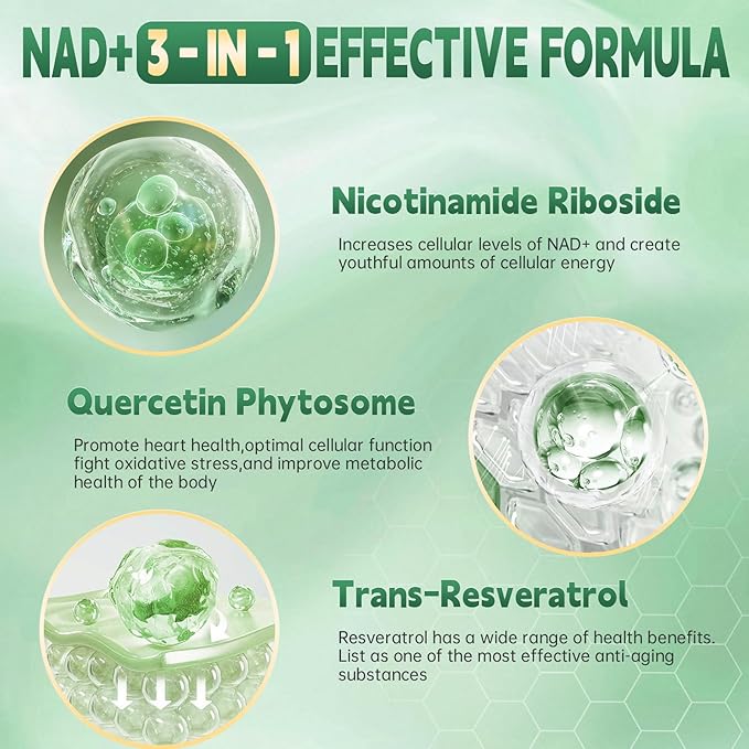 NAD Resveratrol Supplement Plus Extra Strength Nicotinamide Riboside NR 900mg for Women &amp Men NAD Supplement NMN Alternative– Liposomal Formula for Energy Anti-Aging