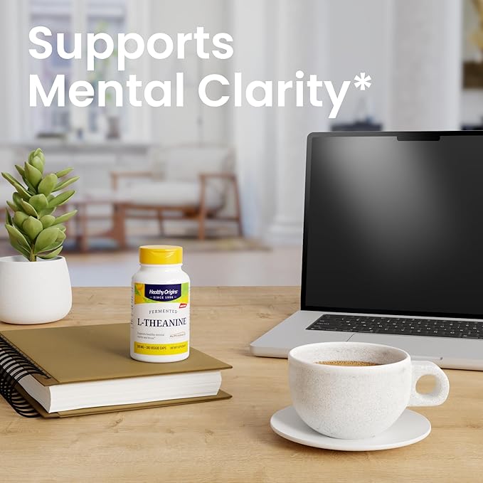 Healthy Origins L-Theanine 200 mg (AlphaWave Supports Relaxation Without Drowsiness Brain Support Non-GMO Gluten Free) 180 Veggie Caps