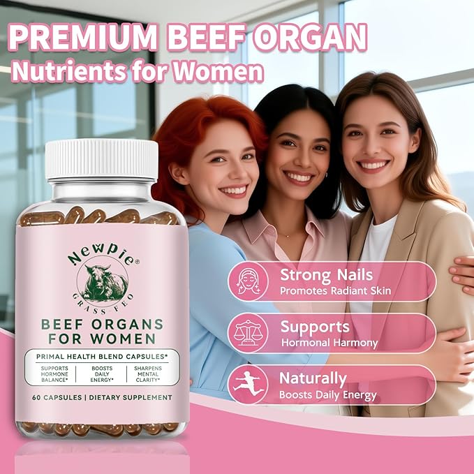 Beef Organ Supplement for Women - 5300mg Beef Liver Kidney for Hormone Balance Menstruation Energy Immunity Gut &amp Skin Health (2)