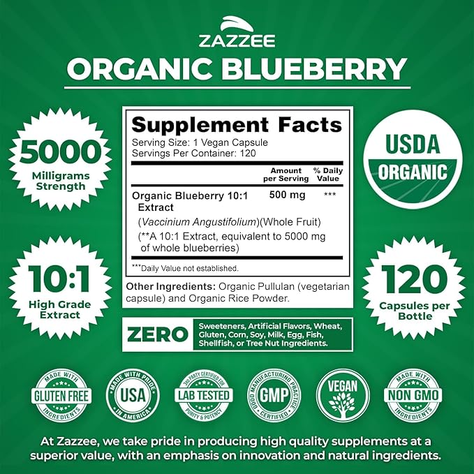 Zazzee Polyphenol Circulatory Support Bundle | Extra Strength 20:1 Hawthorn Berry Capsules &amp Antioxidant Rich Blueberry Extract | Non-GMO Vegan &amp ISO Lab Tested