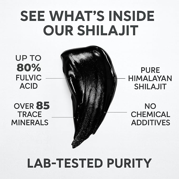 Shilajit Authentic Himalayan Shilajit Resin for Men &amp Women High Fulvic Acid Energy &amp Stamina Immune Support 85+ Trace Minerals Lab Tested Organic Shilajit Resin 100% Natural 60 Grams