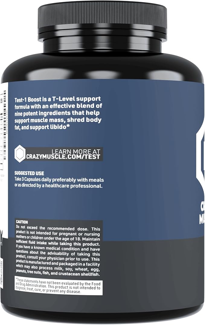 Crazy Muscle Booster for Men and Women (Over 1300mg per Capsule) to Increase Low Levels in Males Reverse The Effects of Low Levels on Muscle and Fat 90 Supplement Pills