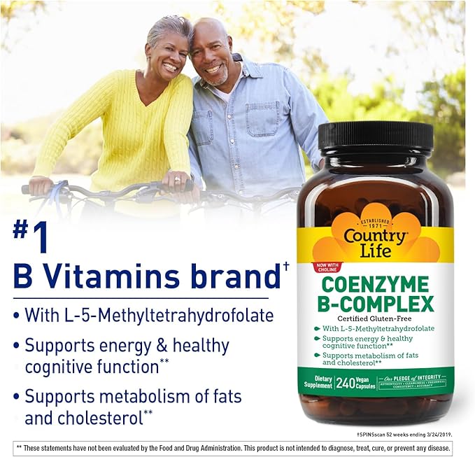 Country Life Coenzyme B-Complex Vitamin Support Energy and Metabolism Daily Supplement 240 ct