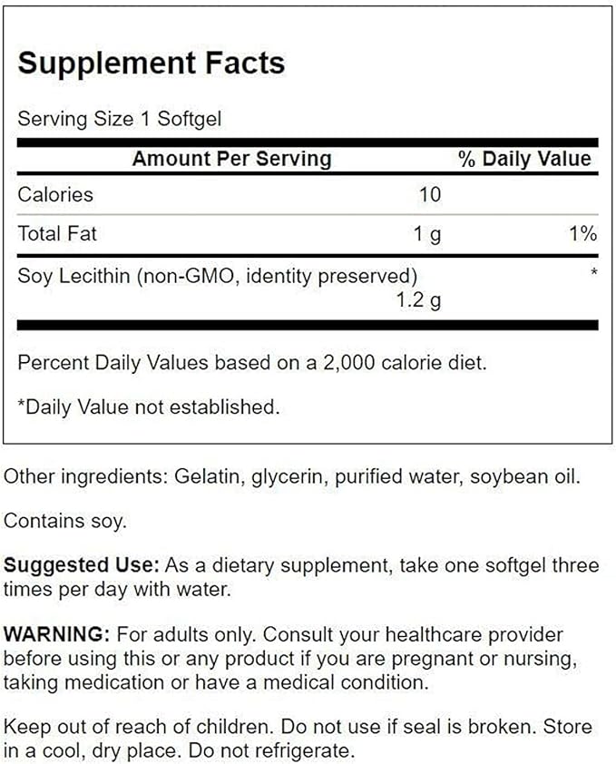 Swanson Premium Brand Soy Lecithin Non-GMO 1.2 g 180 Sgels 4 Pack