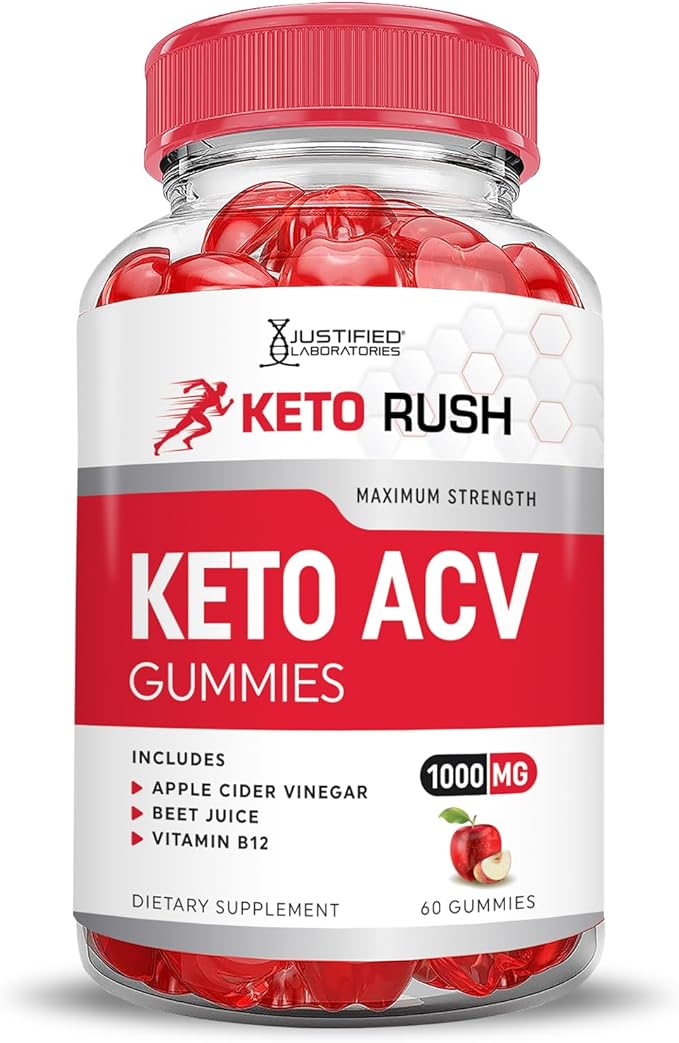 Justified Laboratories (2 Pack Keto Rush Keto ACV Gummies Advanced Formula 1000MG Powder B12 Vegan Non GMO 120 Gummys