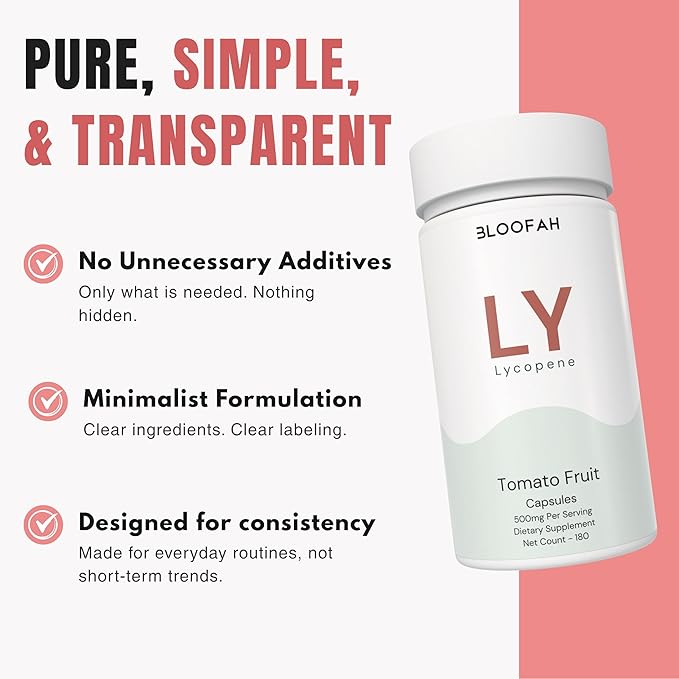 Lycopene Supplement Capsules 500mg – Tomato Fruit Powder with Natural Lycopene for Antioxidant &amp Daily Wellness Support | Gluten Free Non-GMO Lycopene Supplements for Men