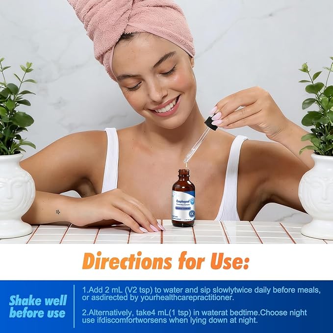 Power Esophageal Drops: Containing Slippery Elm Bark Zinc L-Carnosine L-Glutamine and Aloe Extract - Non-GMO and Dairy-Free - Relieves Digestive Discomfort and Reduces Acid Reflux 1pcs