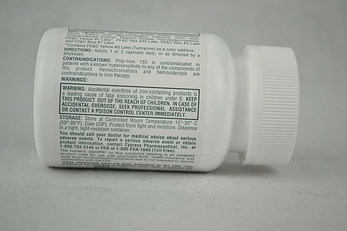 Poly-Iron 150 mg (100 caps per Bottle) by Cypress Pharmaceutical Pack of 2