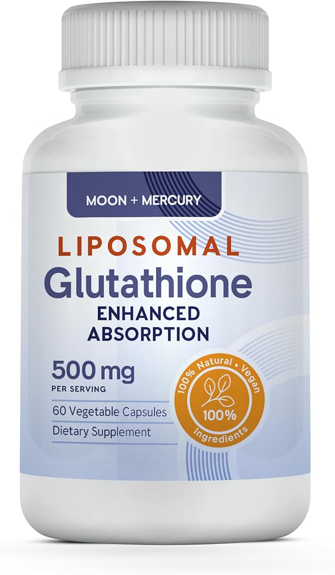 Liposomal Glutathione Non-GMO Gluten Free 500mg Supplement - May Provide Immune Support Liver Detox Brain Health and Heart Health - 60 Glutathione Capsules