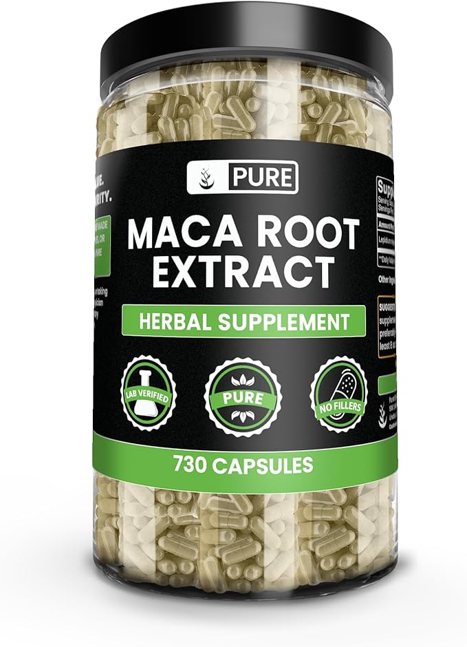 PURE ORIGINAL INGREDIENTS Maca Root (730 Capsules) No Magnesium Or Rice Fillers Always Pure Lab Verified