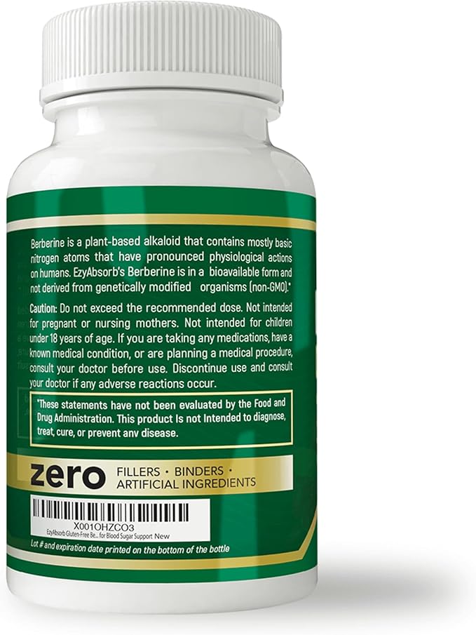 Gluten-Free Berberine 500mg 60 Veggie Capsule w/LA-3 AMPK Metabolic Activator