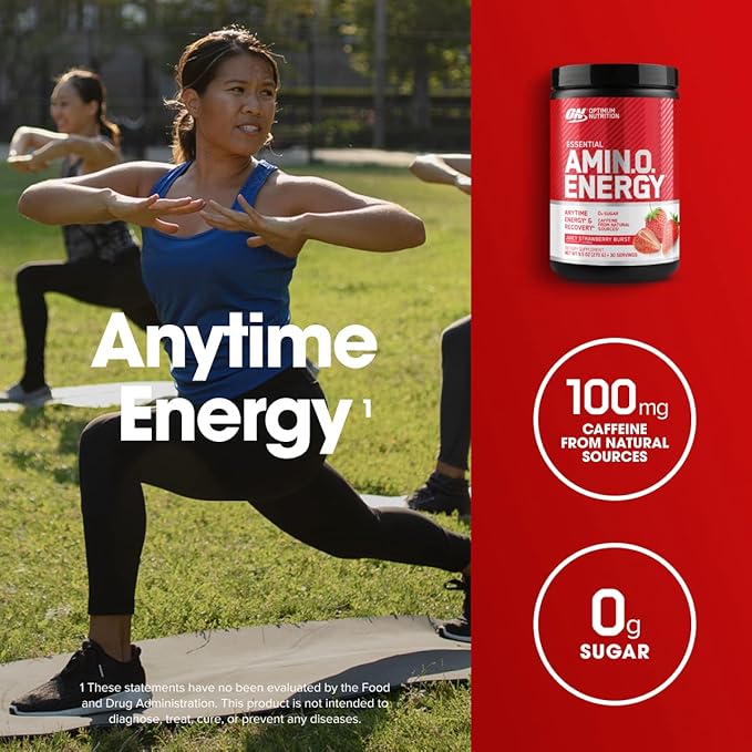 Optimum Nutrition Amino Energy-Pre Workout with Green TeaBCAAAmino AcidsKeto FriendlyGreen Coffee ExtractEnergy Powder-Juicy Strawberry Burst9.5Ounce30 Servings(Pack of 6)(Packaging May Vary)