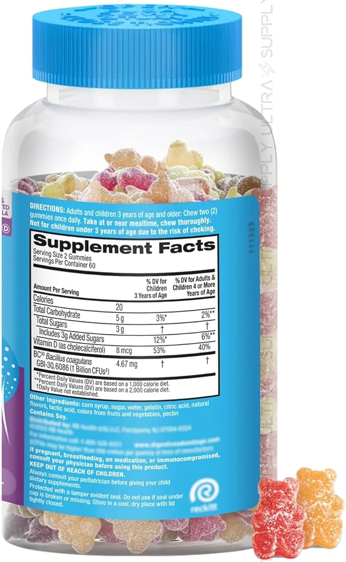Digest_Advantage Probiotic Gummies (120 Count - Value Pack) – Daily Gut Health &amp Immune Support with Vitamin D Gluten Free Dairy Free